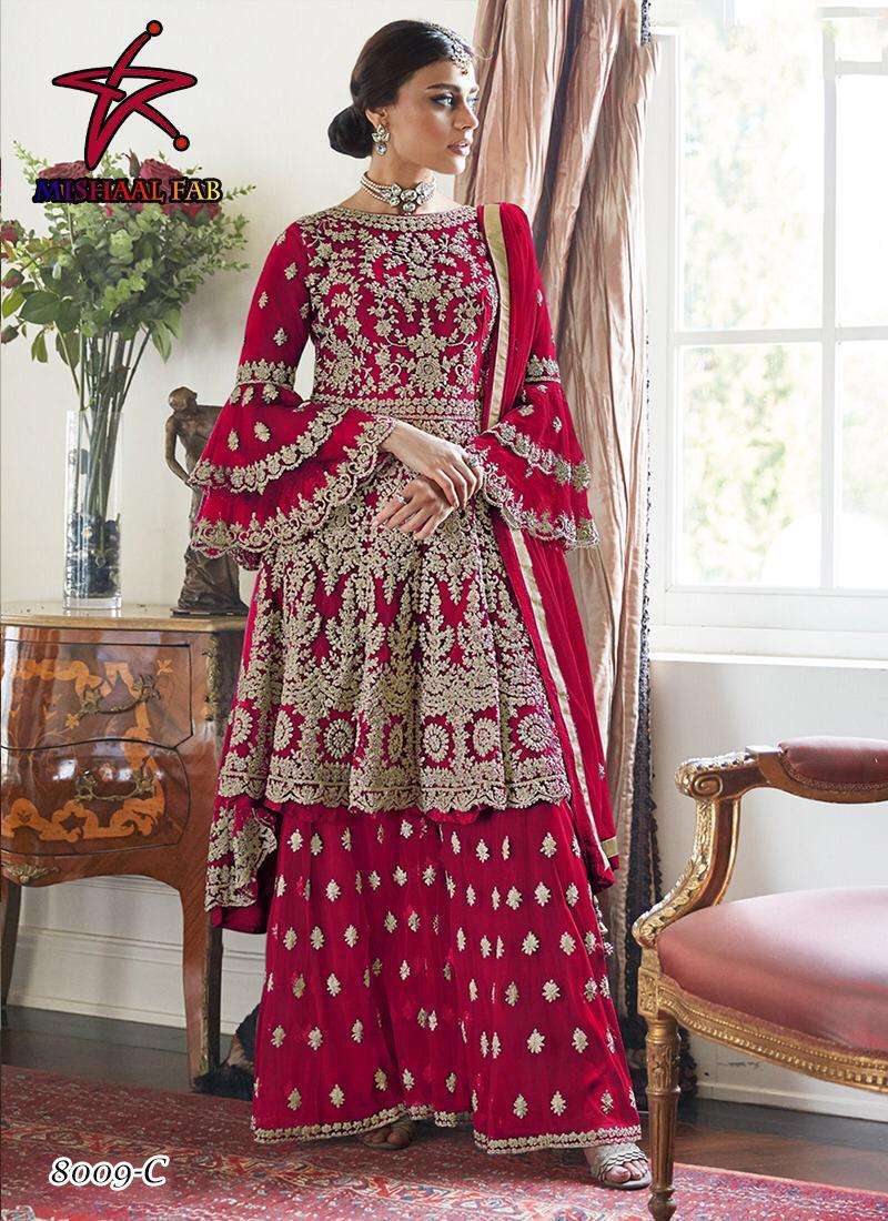 Mishaal Fab Designer Heavy Net With Embroidery Diamond Work ...