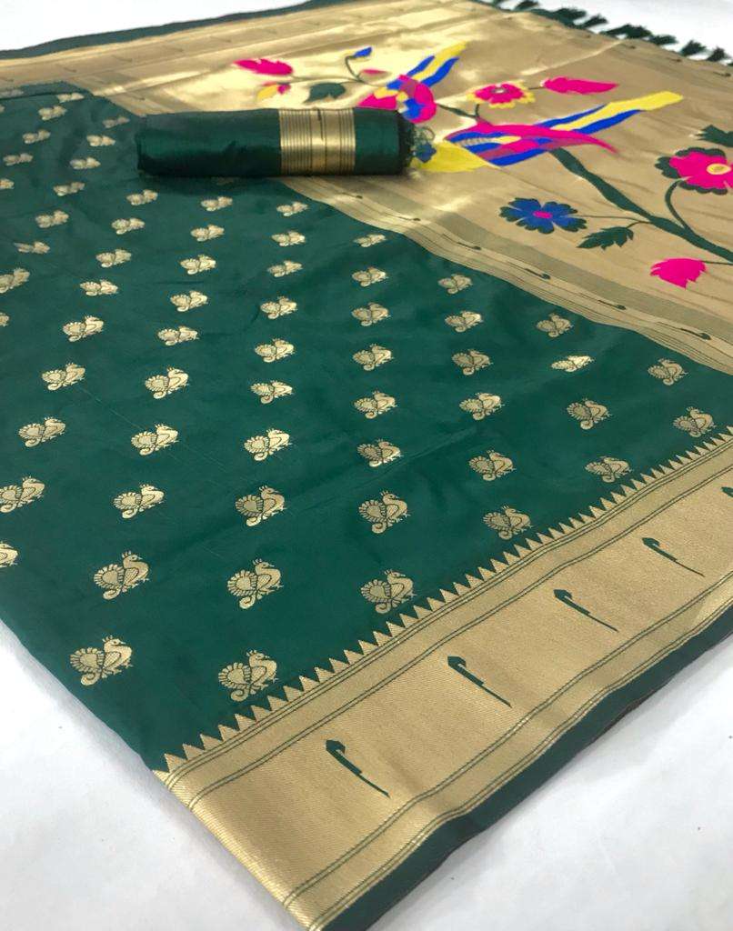 Munia Paithani Soft Silk With Beautiful Pallu Weaving Tradit...