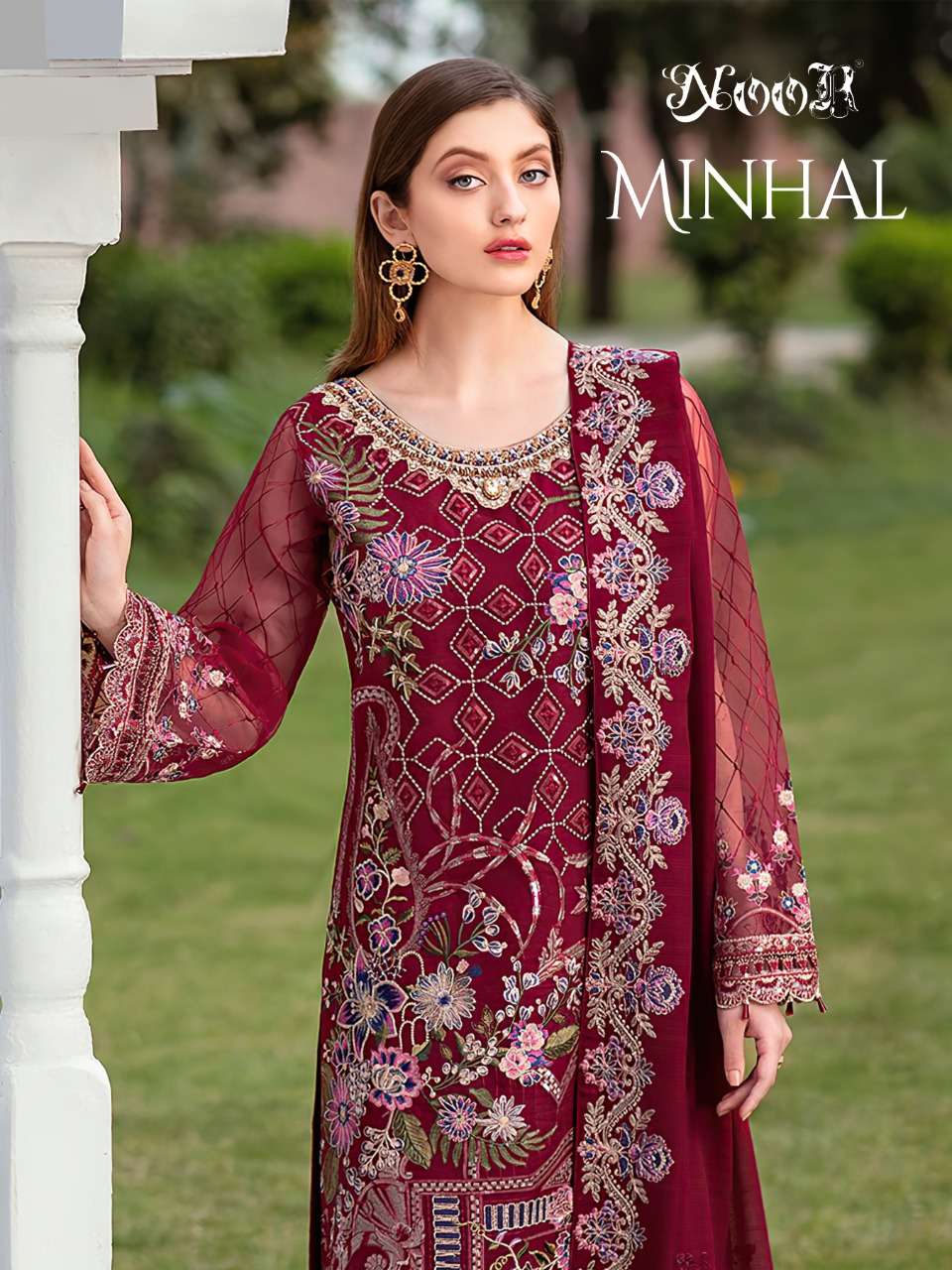 Noor Minhal Georgette With heavy Embroidery Work Pakistani S...
