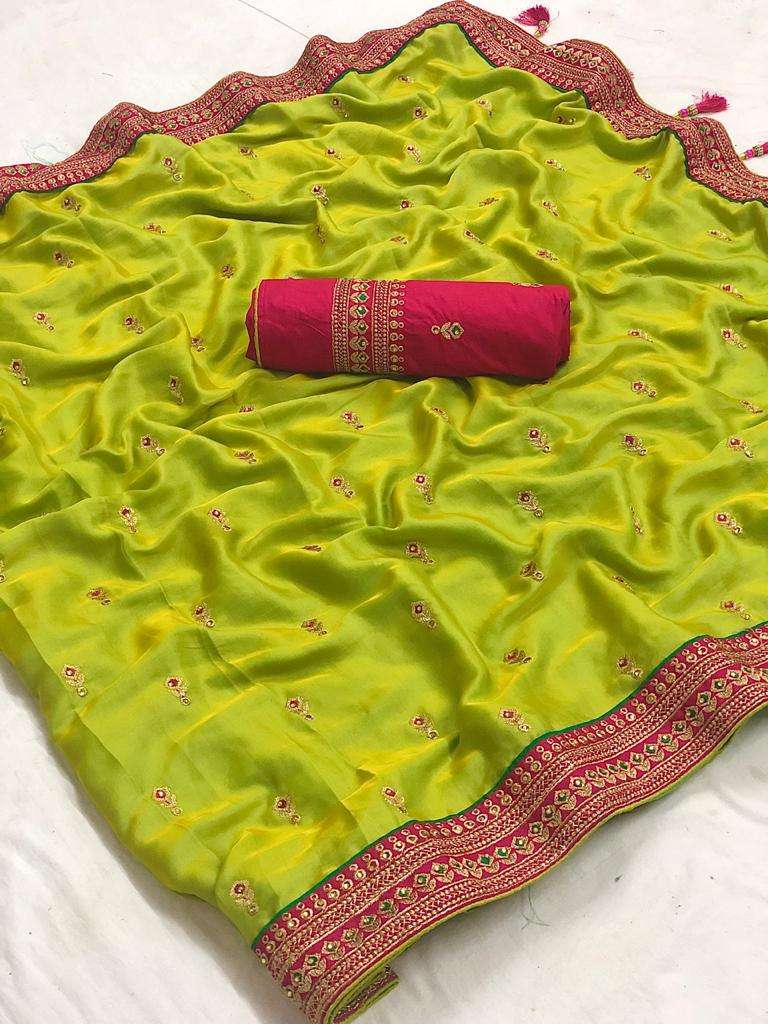 RADHNYA TWO TONE SILK WITH THREAD WORK SAREES COLLECTION