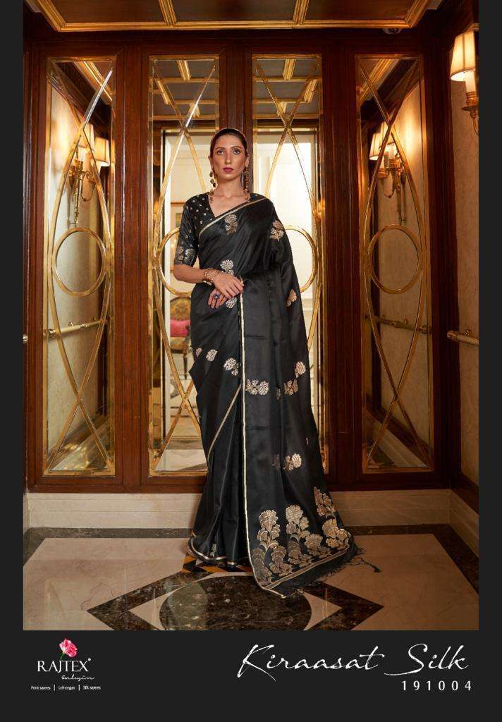 Rajtex Kiraasat Silk Satin Weaving Silk black Sarees Collect...