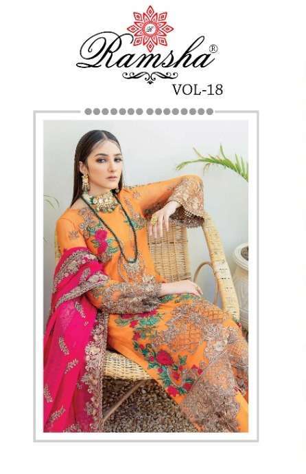 Ramsha vol 18 Series 335 to 338 Georgette With Heavy Embroid...