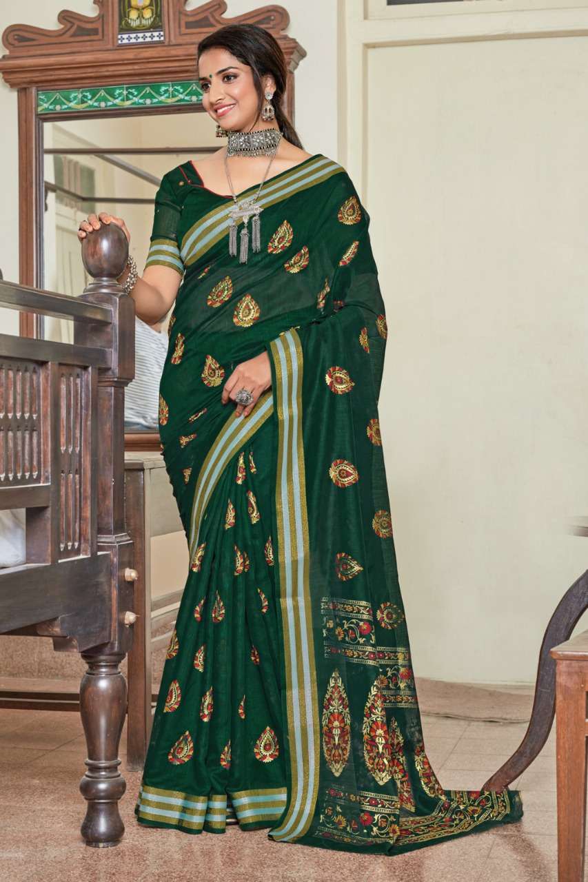 RESHAM DORI VOL-2 chnaderi party wear green saree collection...