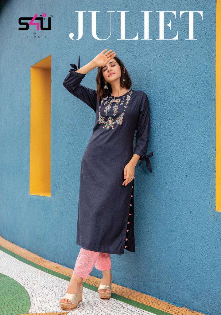 S4u Juliet Rayon With Hand Work Kurti With pant Collection