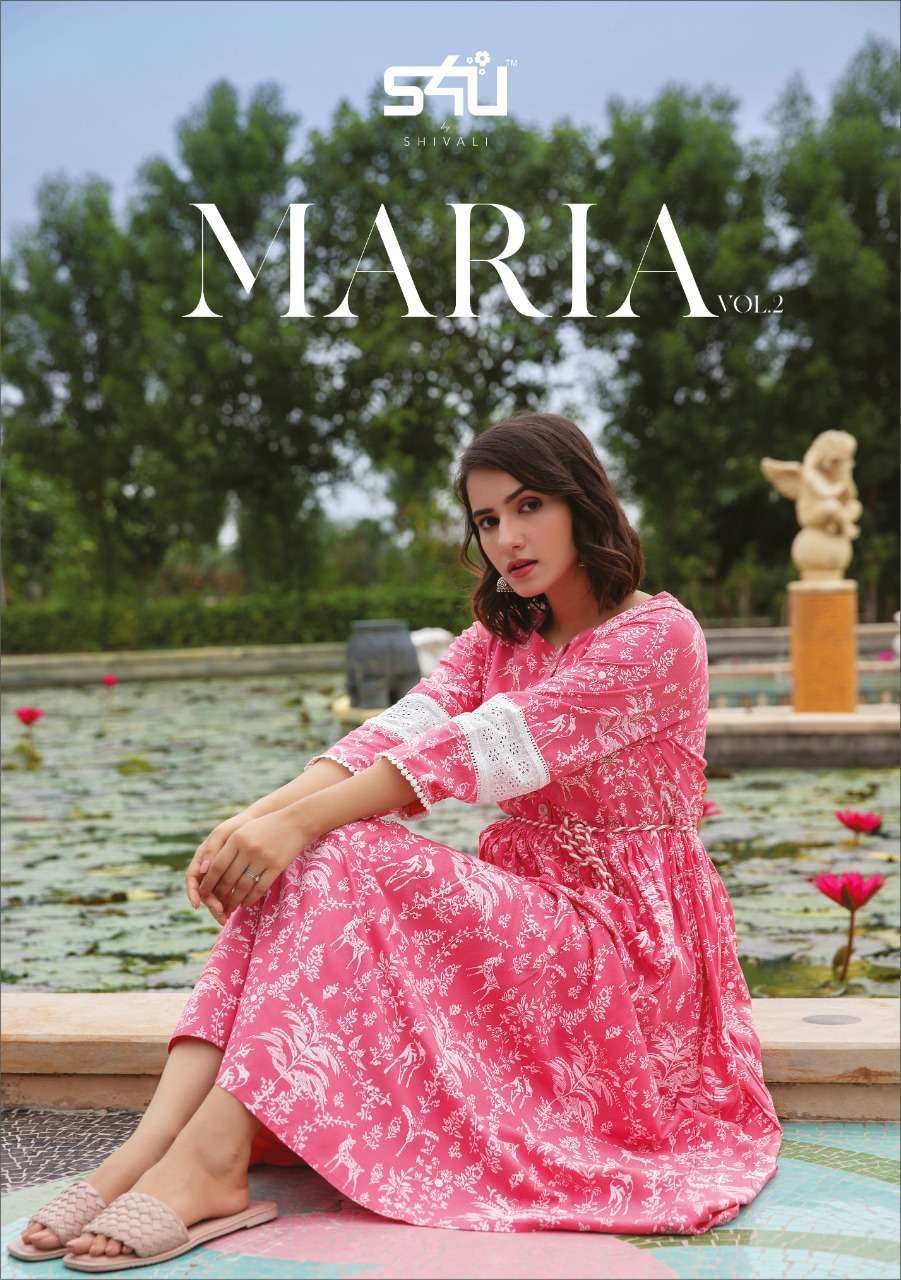 S4u Maria Vol 2 Rayon printed Long Gown Style Kurtis collect...