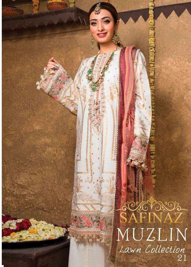 Safinaz Muzlin Lawn collection vol 21 Cambric Cotton With Ch...