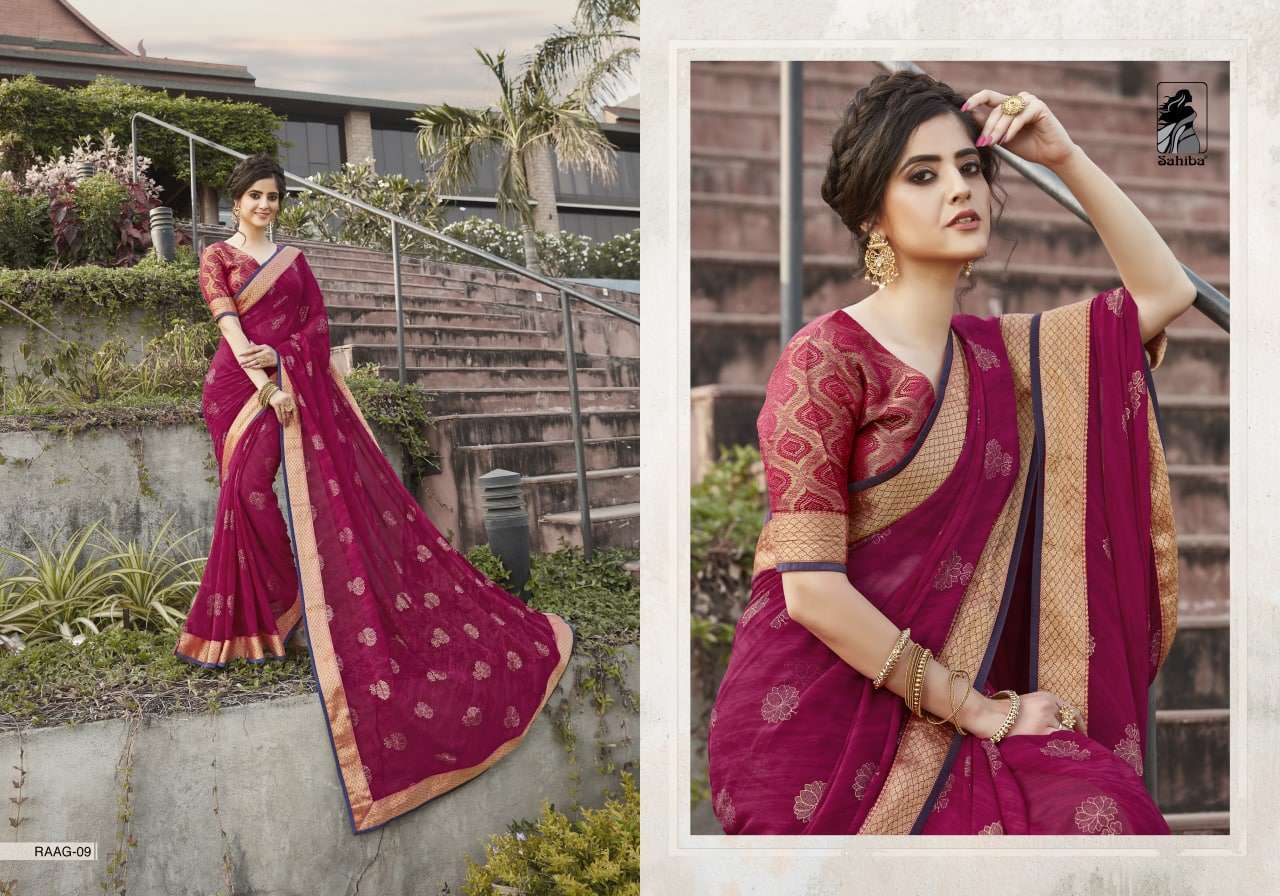 Sahiba Raag Georgette With Lace Border Sarees Collection 012...