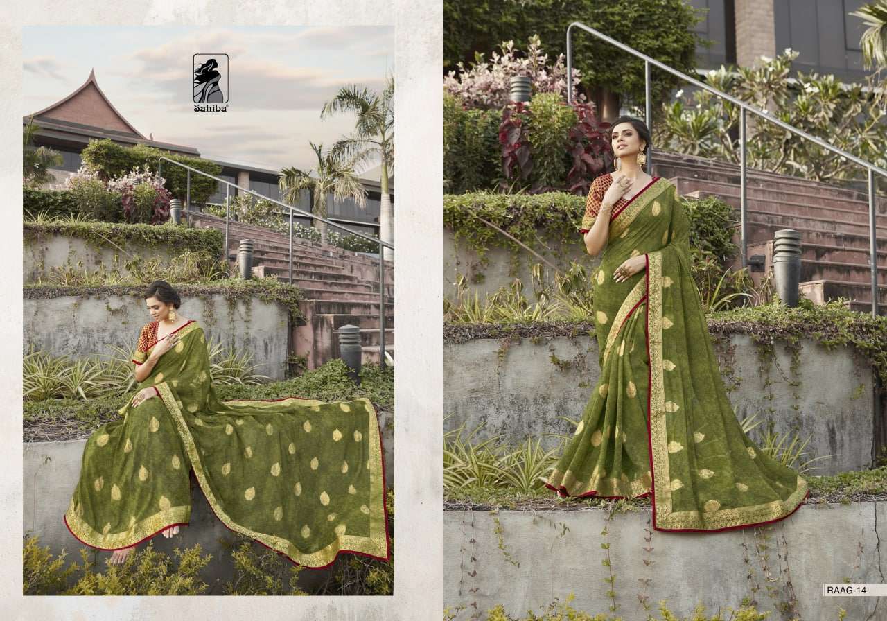 Sahiba Raag Georgette With Lace Border Sarees Collection 03