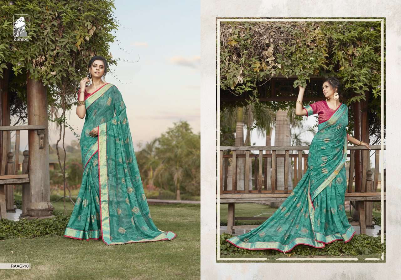 Sahiba Raag Georgette With Lace Border Sarees Collection 07