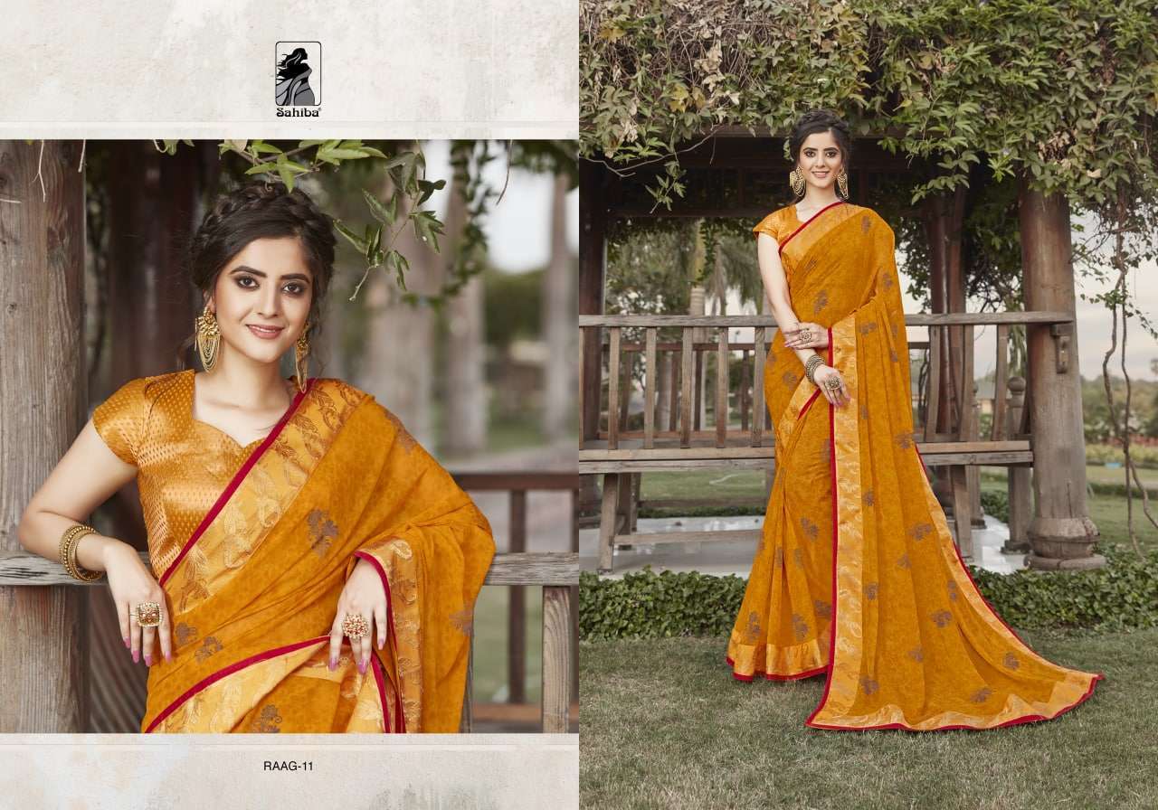 Sahiba Raag Georgette With Lace Border Sarees Collection 089