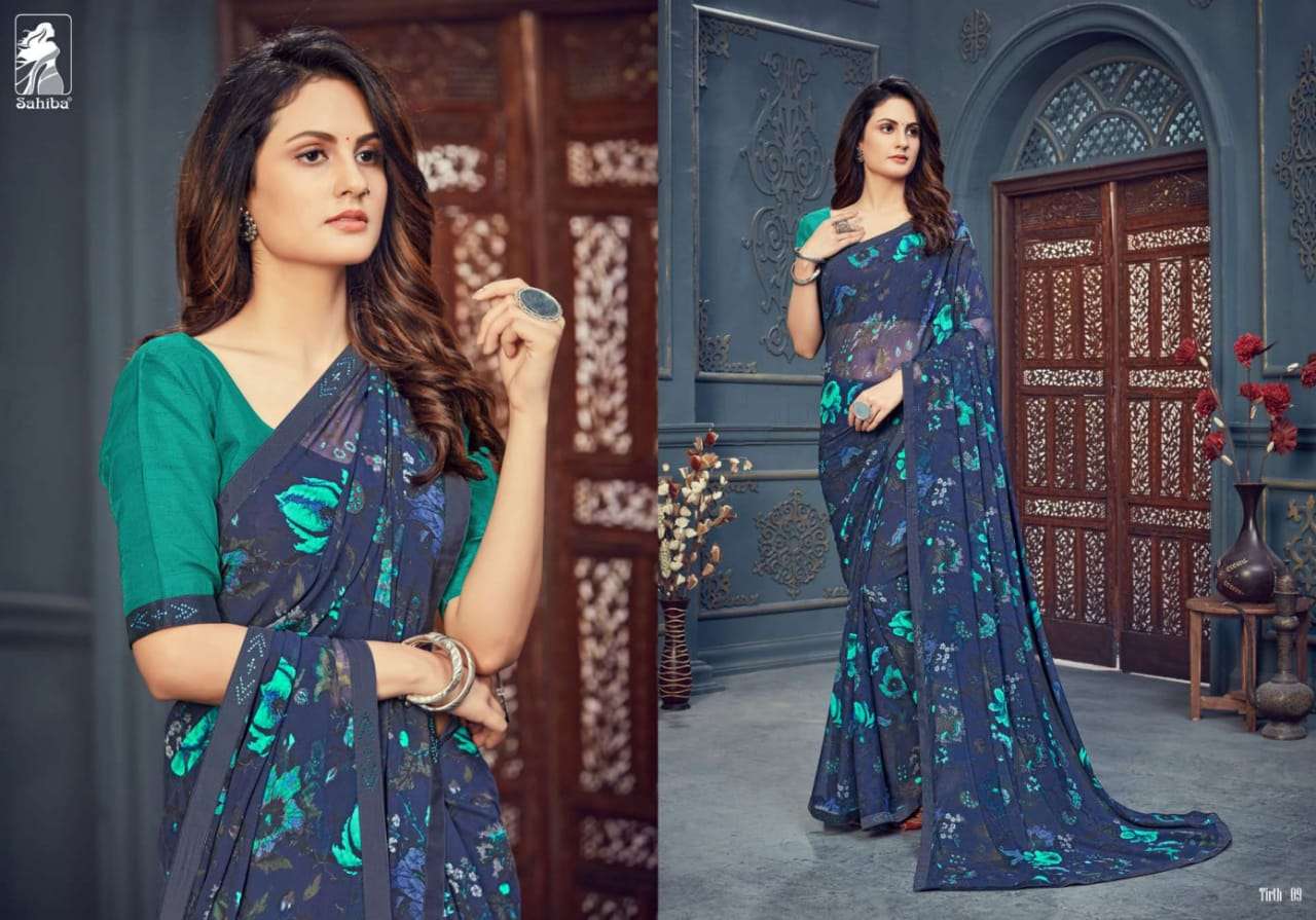 SAHIBA TIRTH GEORGETTE WITH PRINTED SAREE COLLECTION  010