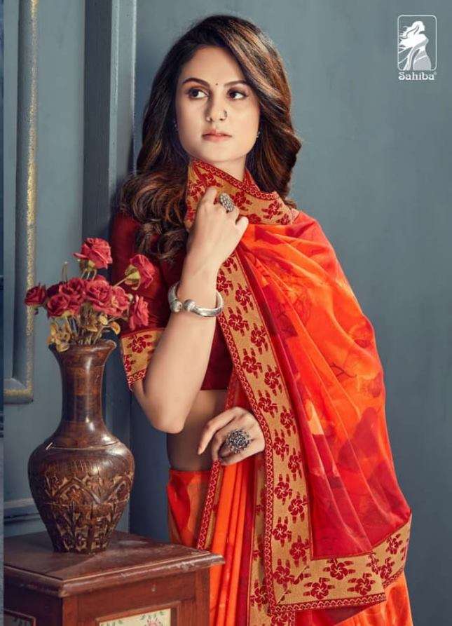 Sahiba Trith Georgette With printed Regular Wear Sarees coll...
