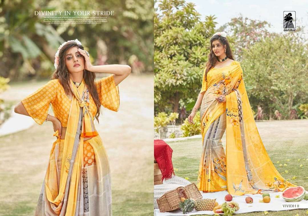 Sahiba Vividh Georgette Printed Regular Wear Sarees Collecti...