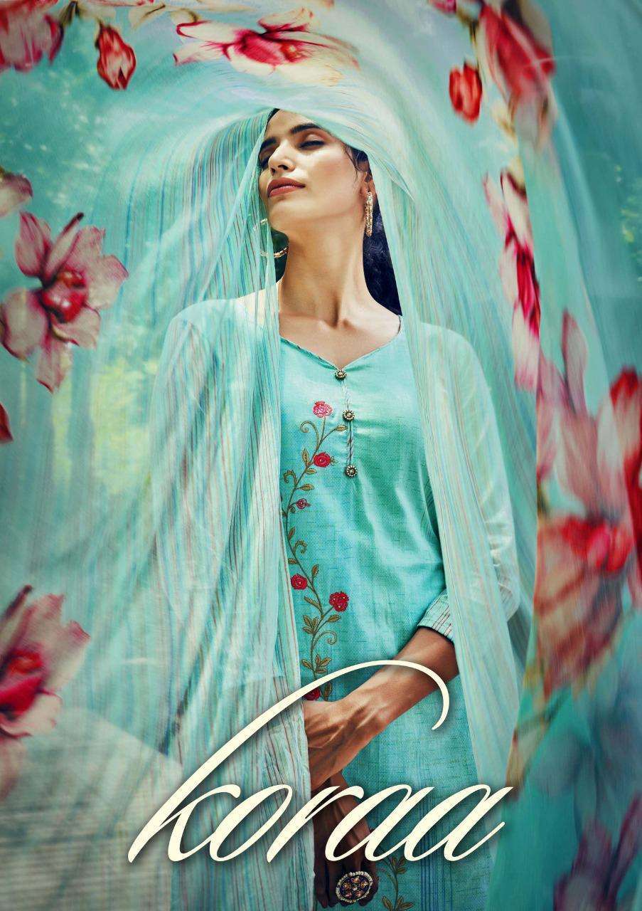 Sargam Prints Koraa Pure Cambric Cotton With Fancy Embroider...