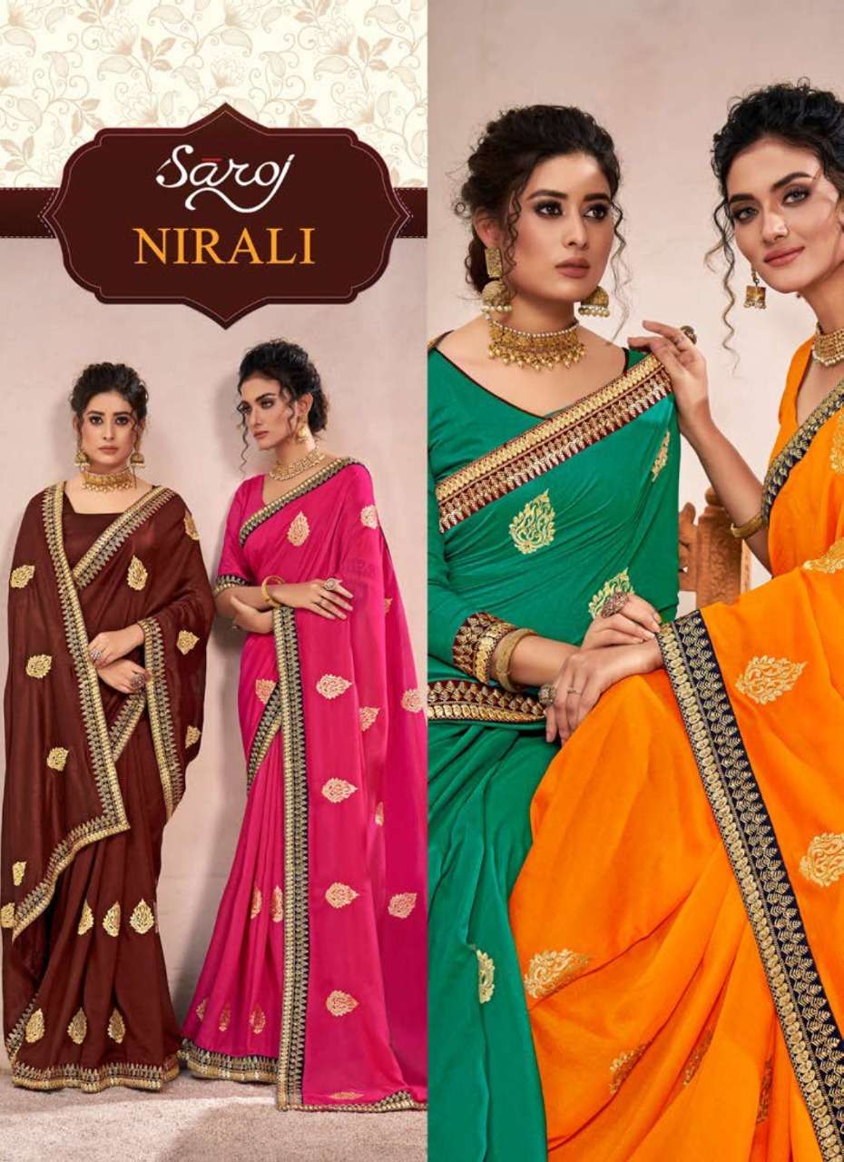 Saroj Nirali Vichitra Silk with lace With Butta Sarees colle...