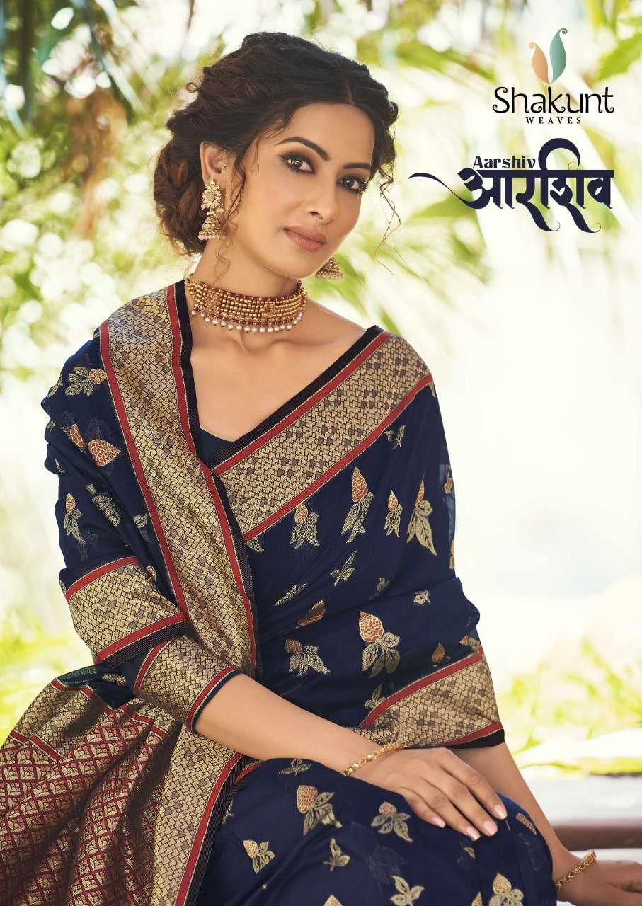 Shakunt Weaves Aarshiv Cotton Weaving Traditional Sarees col...