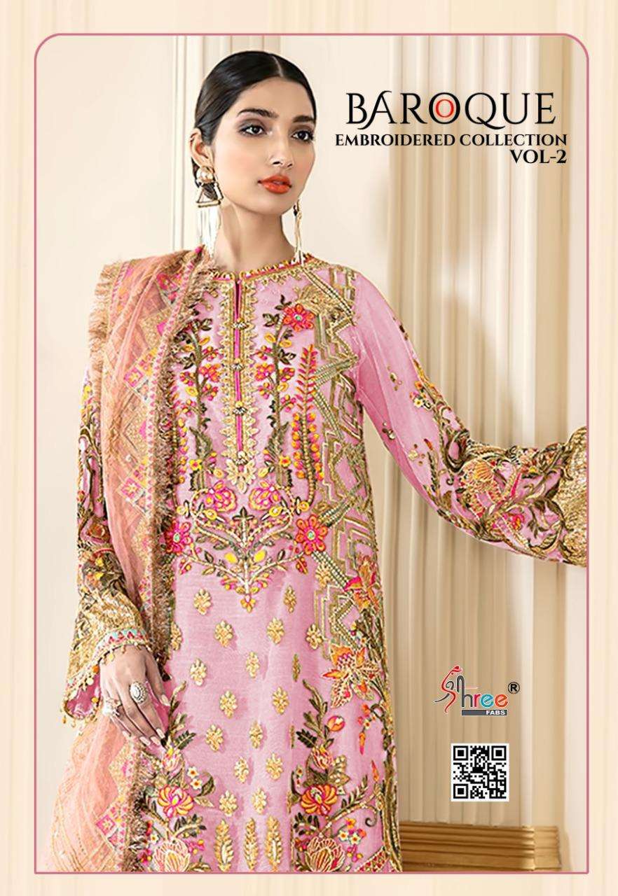 Shree fabs Baroque Embroidered Collection vol 2 net with Emb...