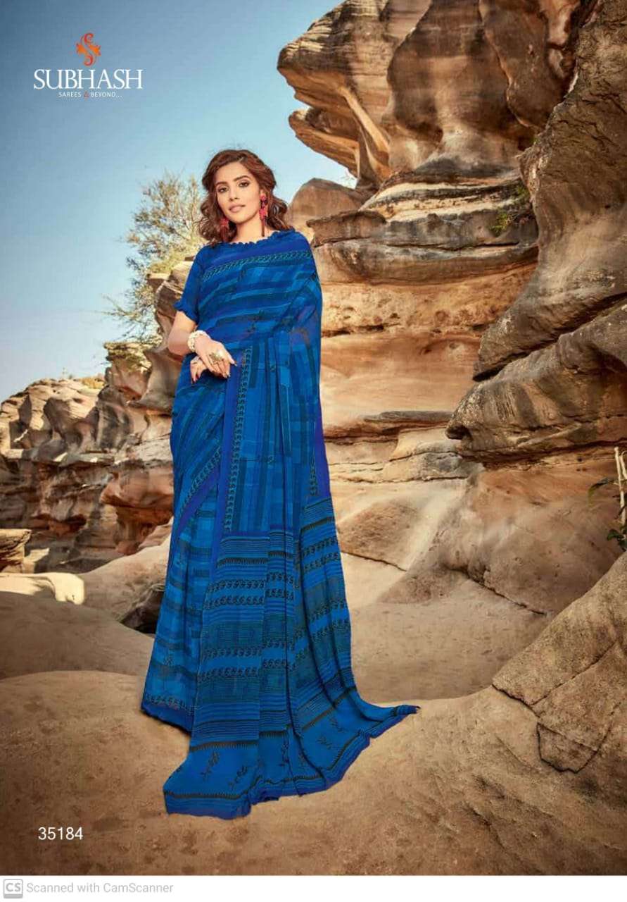 Shubhash Hits List Georgette Printed Regular Wear Sarees Col...