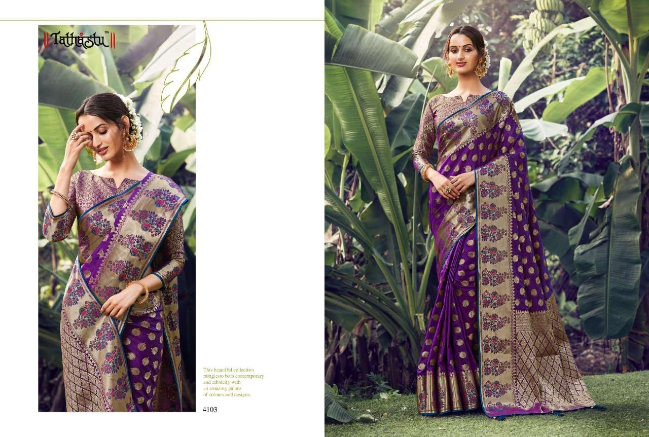 Tathastu 4100 Series Heavy Designer Silk parpal Sarees Colle...
