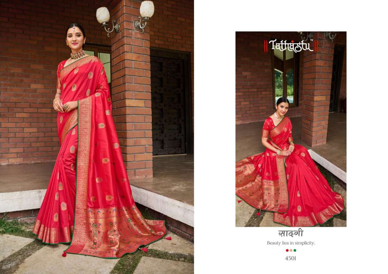 Tathastu 4500 Series Soft Silk Wedding Party Wear Sarees Col...