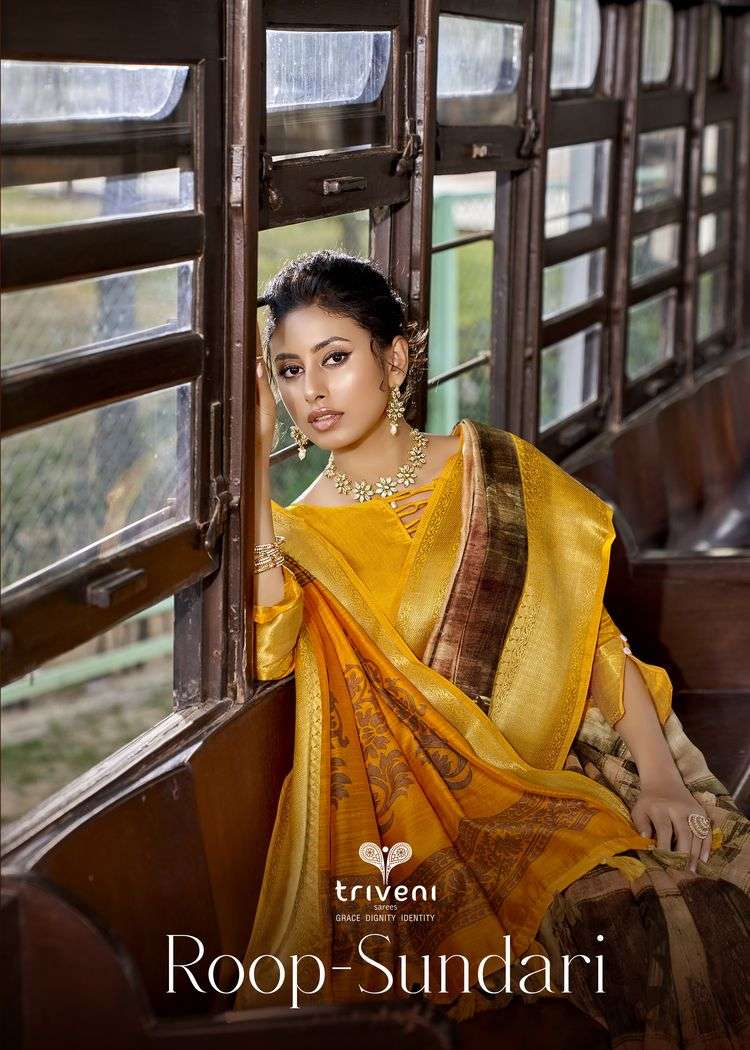 Triveni Roop Sundari Linen Weaving border sarees collection
