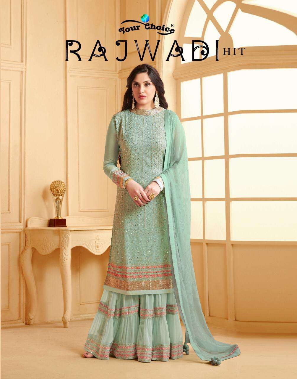 Your choice Rajwadi Hits Faux georgette With Embroidery Work...