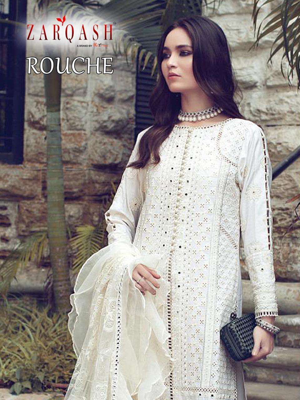 Zarqash Rouche Lawn Cotton Wit Heavy Embroidery Work Pakista...