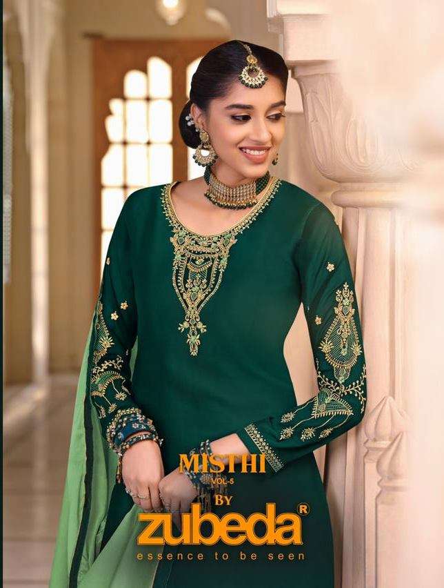 Zubeda Misthi Vol 5 satin Georgette with Embroidery work Dre...