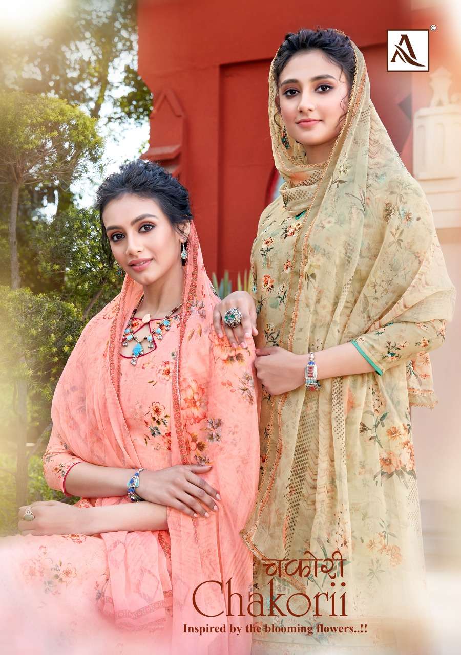 Alok Suits Chakori Pure Jam Cotton Digital Print With Embroi...