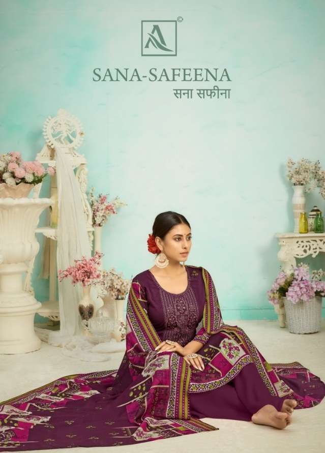 Alok Suits Sana Safeena Jam Digital Print With Thread Embroi...