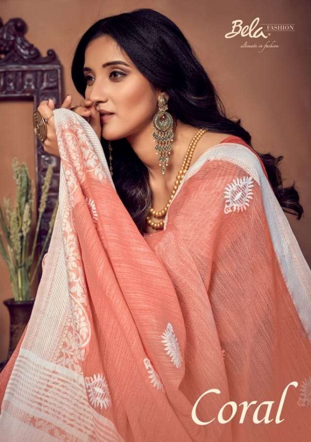 BELA CORAL COTTON WITH EMBROIDERY WORK SAREE COLLECTION