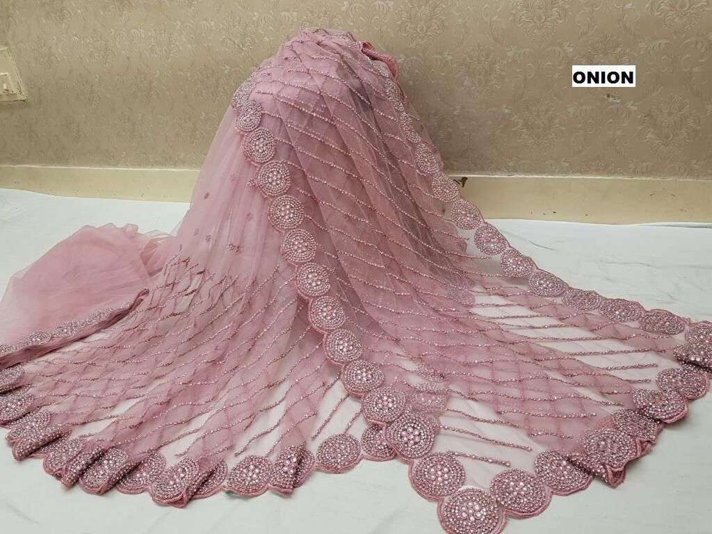 Df 4054 Mono Nylon Net With Multy Embroidery Work Boutique S...