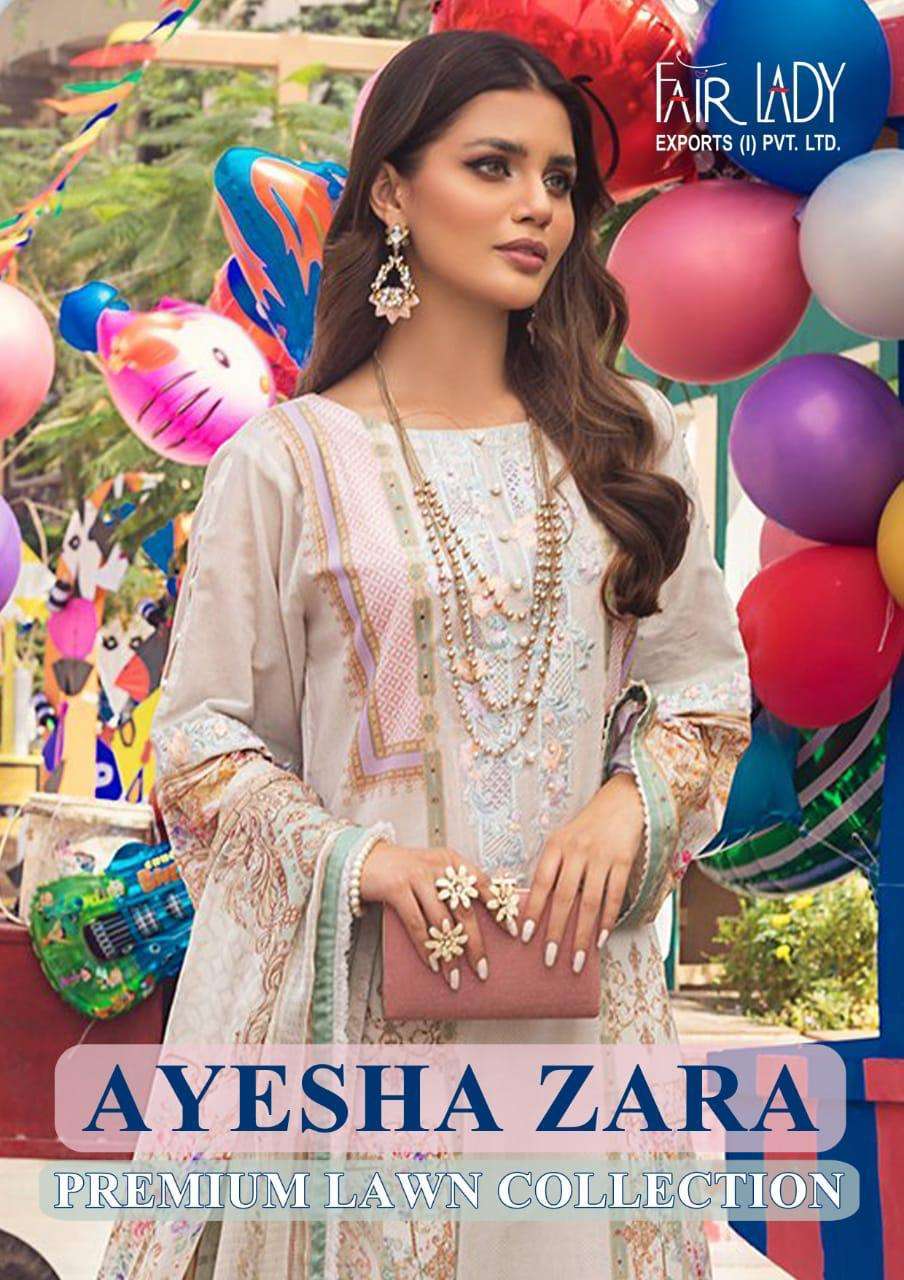 Fair lady Ayesha Zara premium Lawn Collection lawn cotton Di...