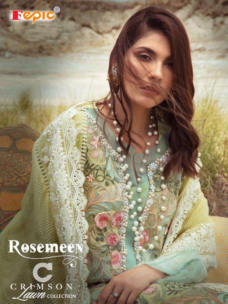 Fepic Rosemeen Crimson lawn collection Cotton With Embroider...