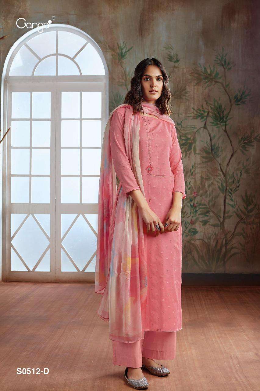 Ganga Elina 512 Series Bemberg Silk Printed With Embroidery ...