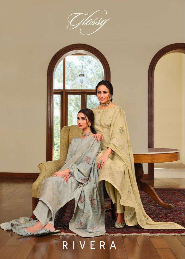 Glossy Simar Rivera Viscose Dola Jacquard Dyed With Sequence...