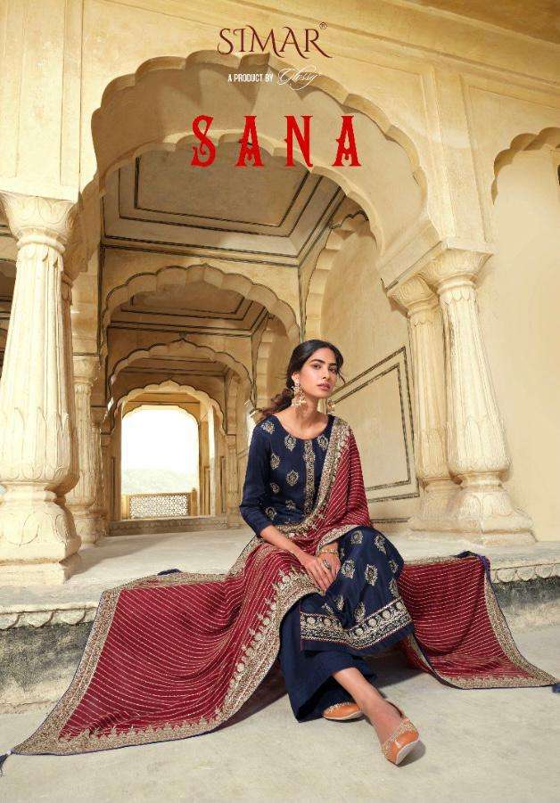 Glossy Simar Sana Viscose Dola Jacquard Weaving With Embroid...