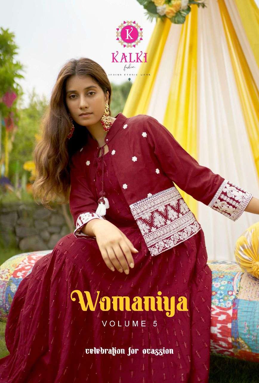 Kalki fashion Womaniya Vol 5 Cotton Weaving Dobby Kurti With...