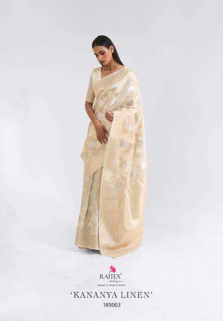 Kananya Linen Weaving Party Wear WHITE Saree Collection