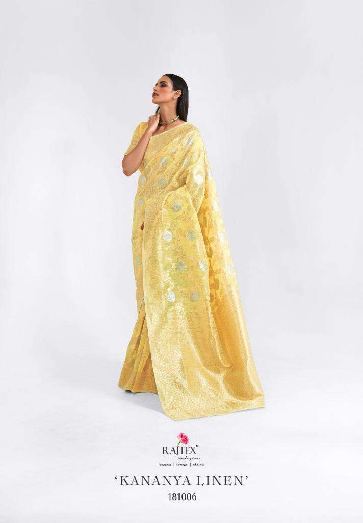 Kananya Linen Weaving Party Wear YELLOW Saree Collection