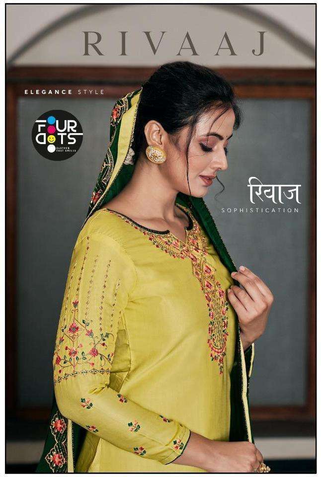 Kessi fabrics Four Dots Rivaaj Modal Satin With Heavy Embroi...