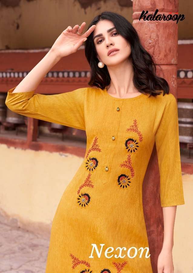 Kessi fabrics Kalaroop Nexon Fancy Rayon With Embroidery Wor...