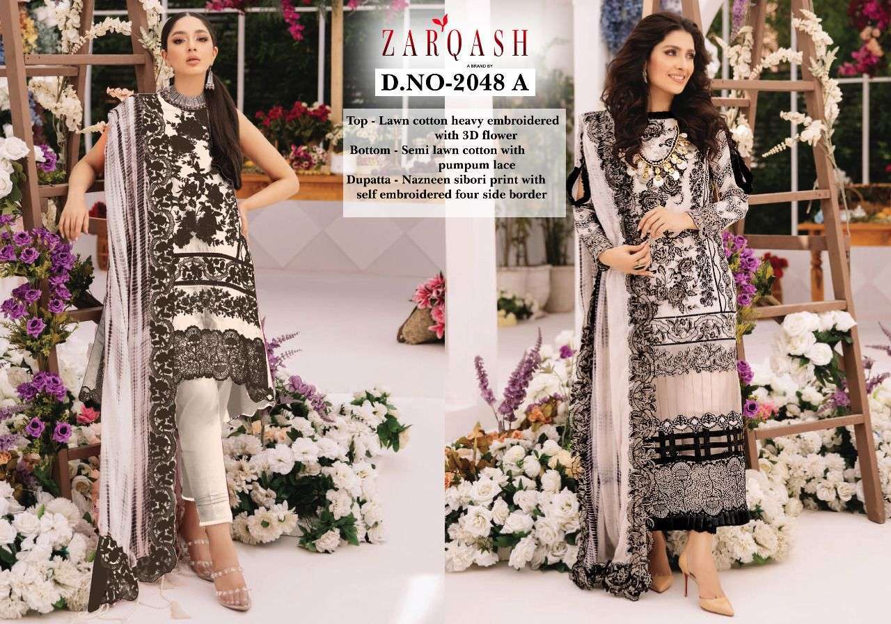 Khayyira Suits Ariana Lawn 2048 Lawn Cotton With Heavy Embro...
