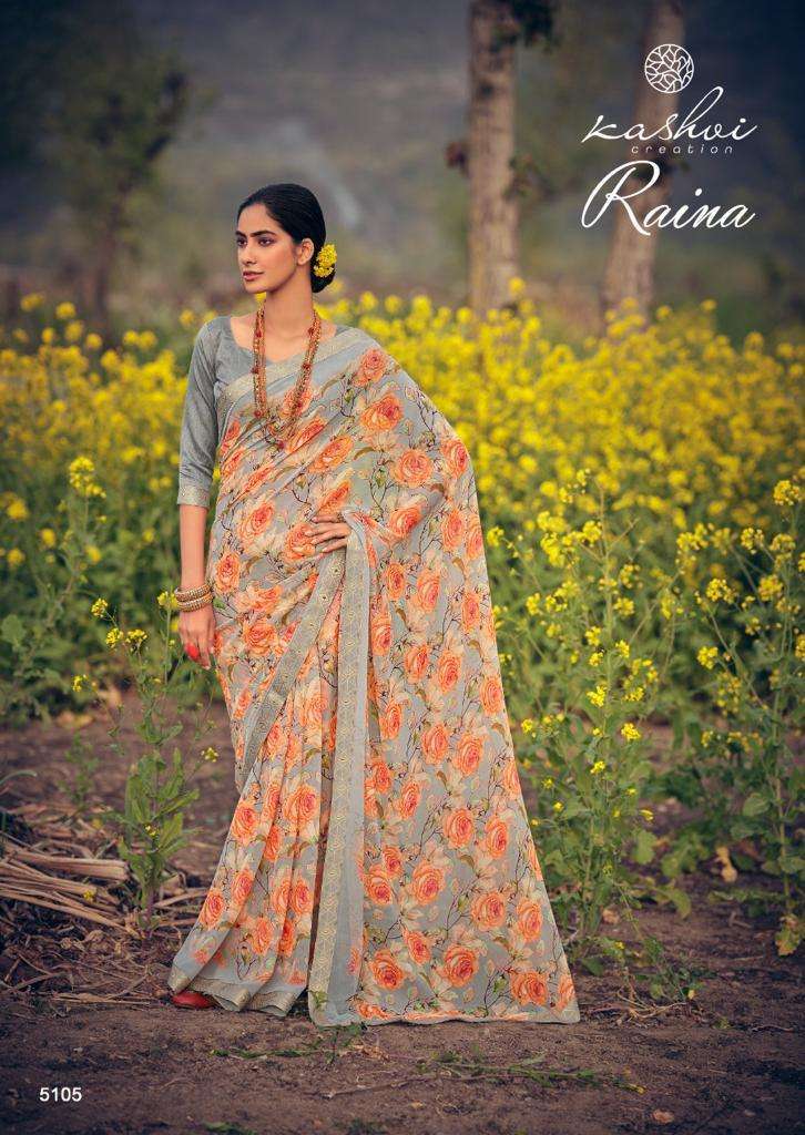 Lt Fabrics Kashvi Raina Georgette Printed With Fancy Lace Sa...