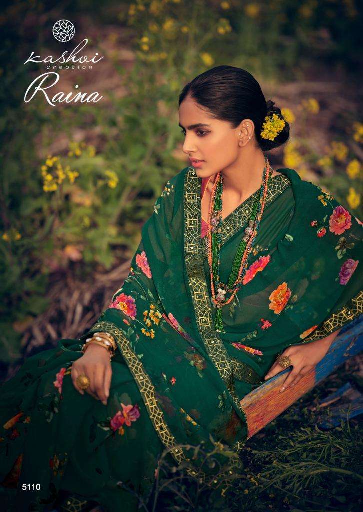 Lt Fabrics Kashvi Raina Georgette Printed With Fancy Lace Sa...