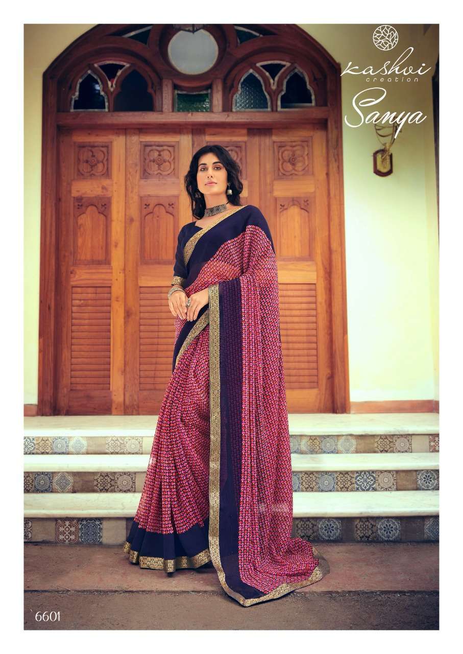 Lt Fabrics Kashvi Sanya Chiffon Printed With Fancy Lace Bord...