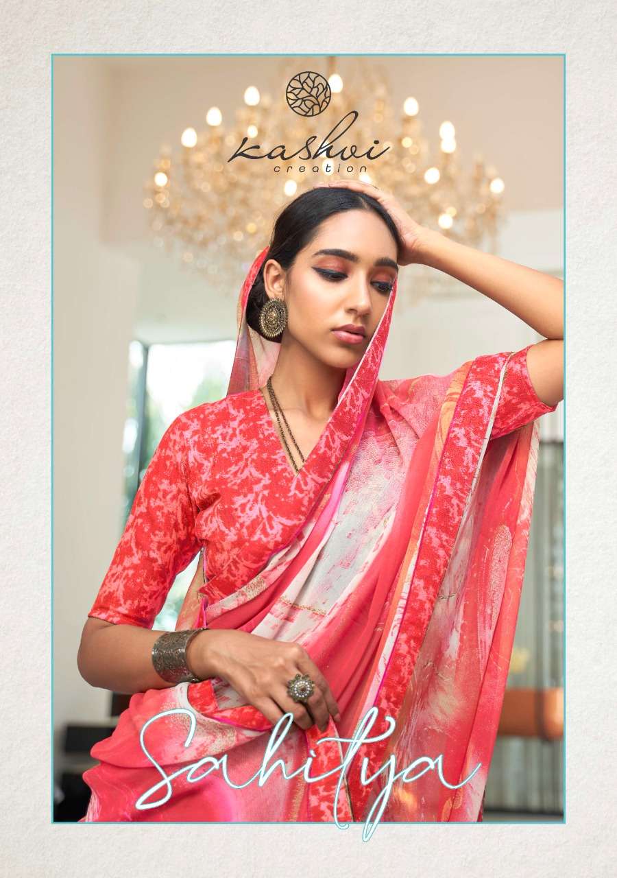 LT Fabrics Kashvi Sathiya Georgette With Jari Fancy Lace Sar...