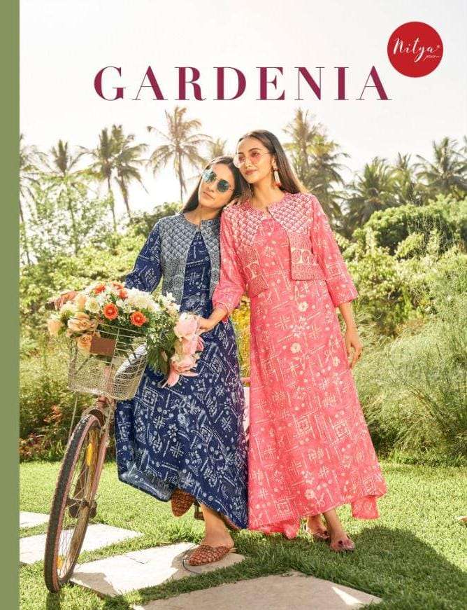 LT Fabrics Nitya Gardenia Rayon Capsul Print with Jacket Sty...