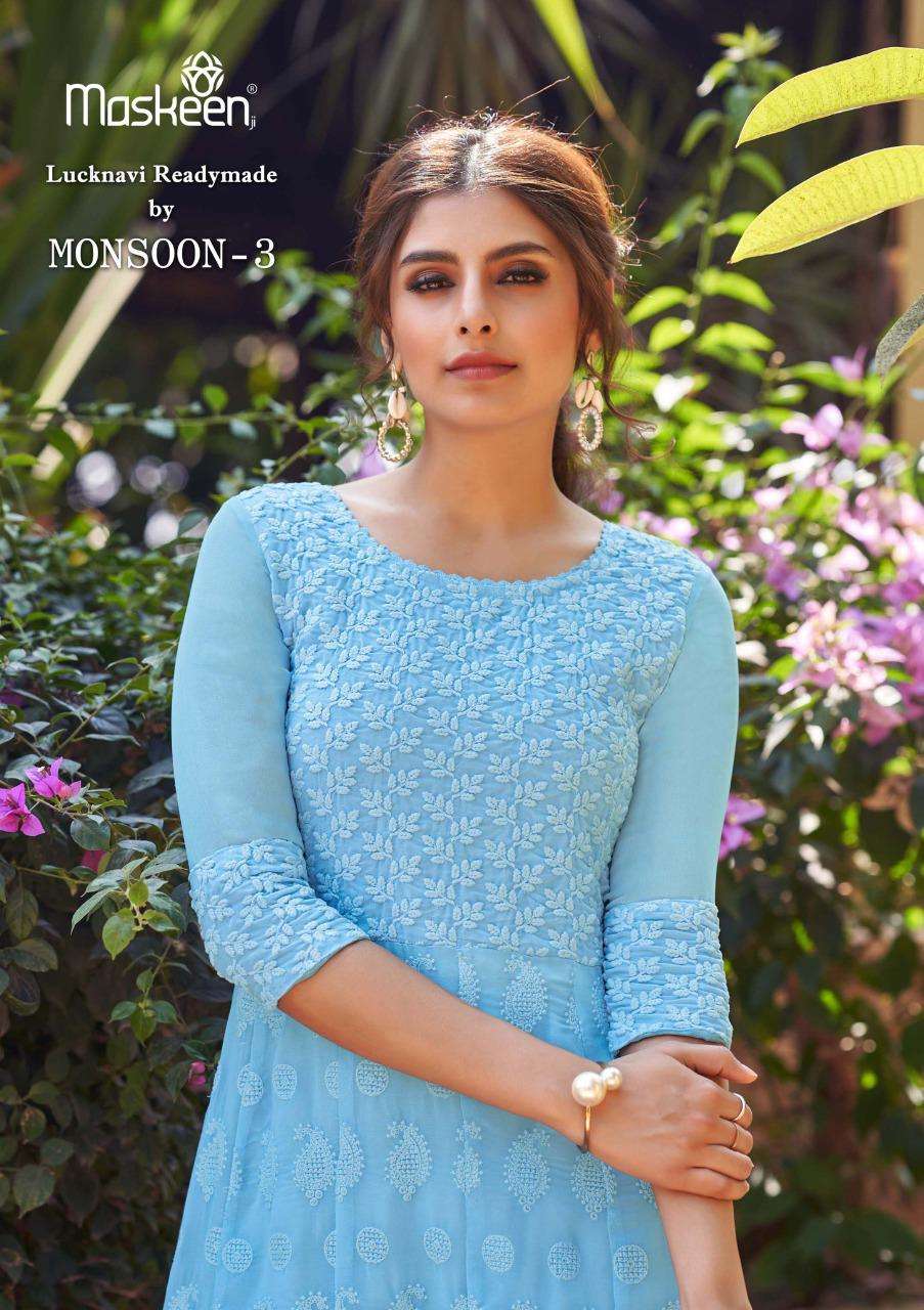 Maisha Maskeen Monsoon Vol 3 Pure Georgette With Lucknowi Wo...