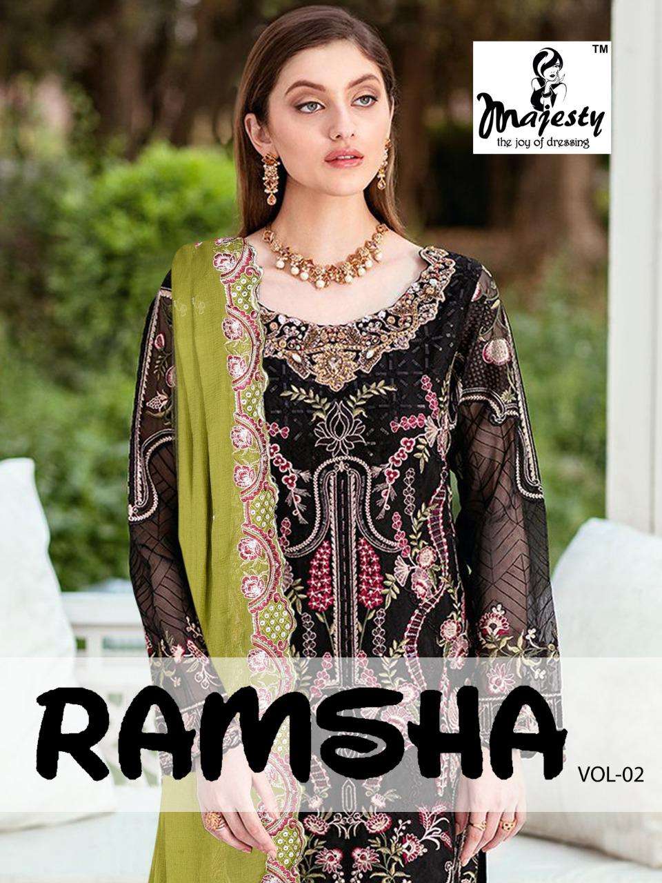 Majesty Ramsha Vol 2 Georgette With Embroidery Work Pakistan...